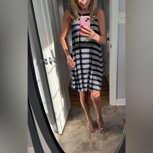 LOFT Blue and White Striped Mini Dress